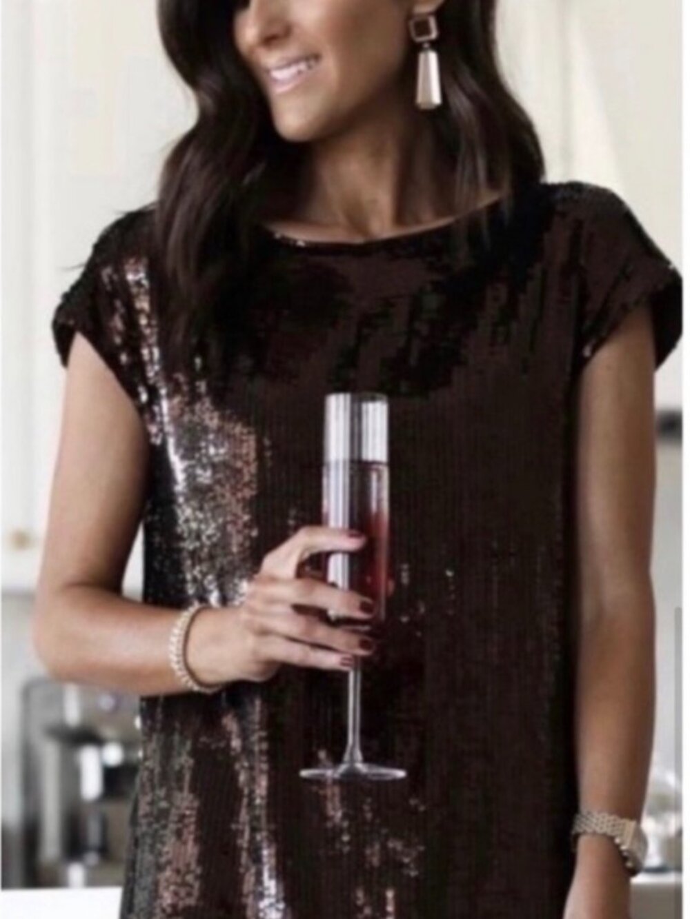 NWT Anthropologie Rich Brown Sequin Midi Dress. Size XS